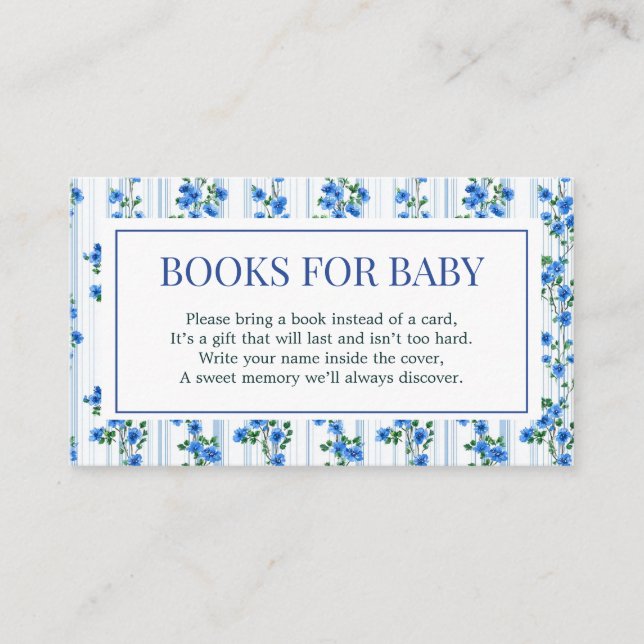 Carte D'accompagnement Chic Boho Blue Wildflower Boy floral Baby Shower  (Devant)