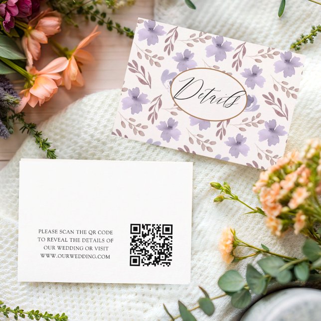 Carte D'accompagnement Chic Boho QR Code Détails du Mariage (Créateur téléchargé)