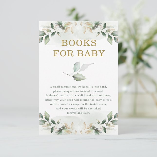 Carte D'accompagnement Chic Botanical Greenery Livres d'or pour le Baby s (Debout devant)