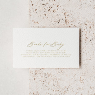 Carte D'accompagnement Chic Calligraphy Gold Baby shower Demande de livre