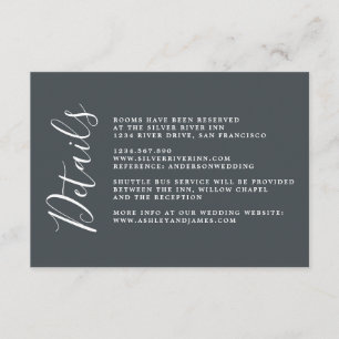Carte D'accompagnement Chic Calligraphy Off-Black Détails sur le Mariage