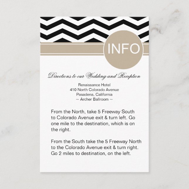 Carte D'accompagnement Chic Chevron Info Mariage Instructions | [fuzzy]No (Devant)