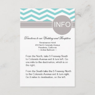 Carte D'accompagnement Chic Chevron Info Mariage Instructions   sarcelle