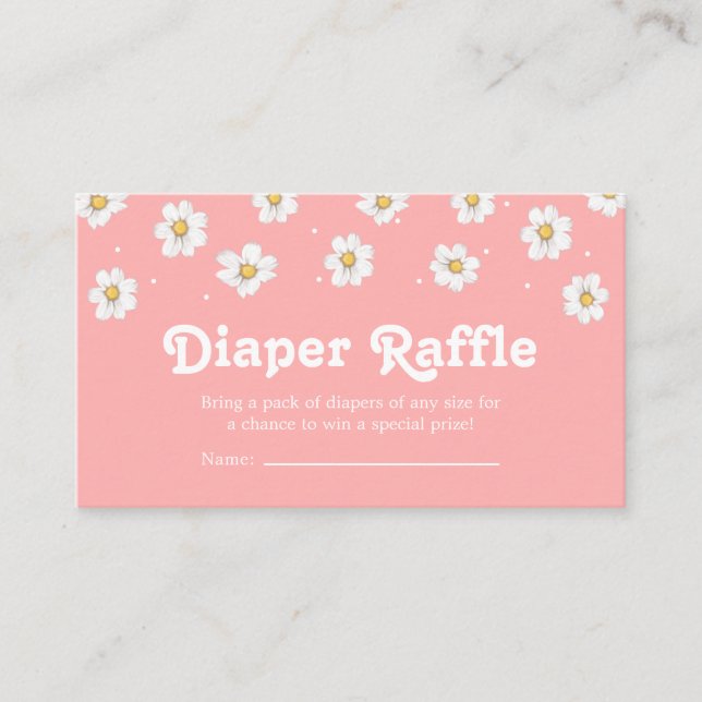 Carte D'accompagnement Chic Daisy Fleur Blush Pink Diaper Raffle (Devant)