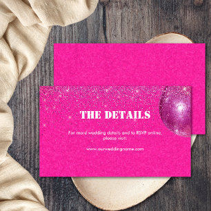 Carte D'accompagnement Chic Disco Balls Hot Rose Mariage Détails Site Web