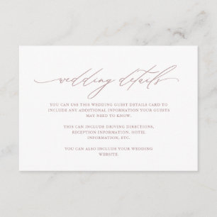 Carte D'accompagnement Chic Dusty Rose Calligraphy Mariage Détails du cli