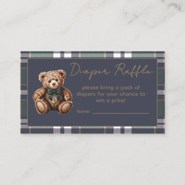 Carte D'accompagnement Chic elegant Fancy Bear R.L. theme Diaper Raffle (Devant)