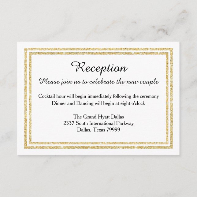 Carte D'accompagnement Chic Faux Gold Parties scintillant Trim-Réception  (Devant)