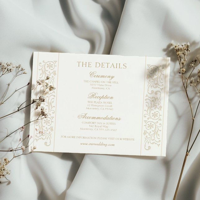 Carte D'accompagnement Chic Formal Ecru Scrollwork Border Wedding (Créateur téléchargé)