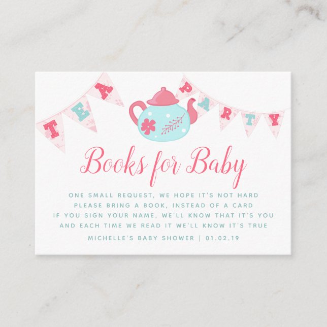 Carte D'accompagnement Chic Girl Baby shower Tea Party Demande de réserva (Devant)