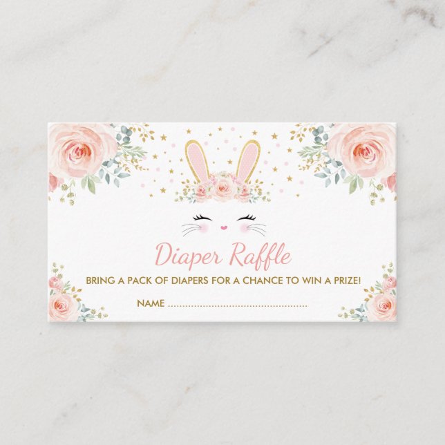 Carte D'accompagnement Chic Girl Lapin Lapin Blush Floral Diaper Raffin (Devant)