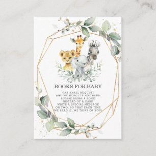 Carte D'accompagnement Chic Green Jungle Animaux Livres pour Baby shower