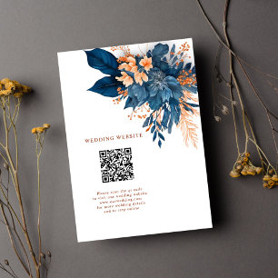 Carte D'accompagnement Chic Indigo Rust Floral Détails du Mariage