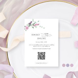 Carte D'accompagnement Chic Joyeux Floral Pastel RSVP en ligne, Code QR