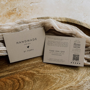 Carte D'accompagnement Chic Kraft fait main avec Merci d'amour