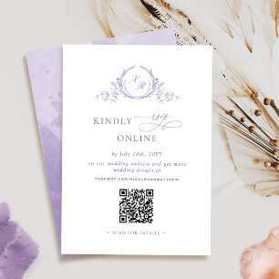 Carte D'accompagnement Chic Lavande de Monogramme violet RSVP en ligne QR