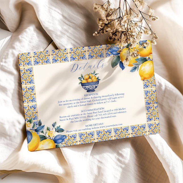 Carte D'accompagnement Chic Lemon Floral Verdure Mariage méditerranéen (Créateur téléchargé)