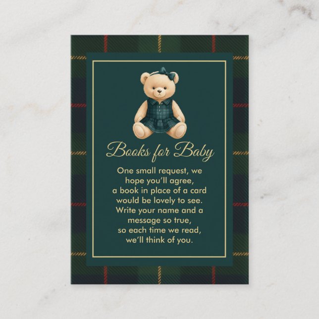 Carte D'accompagnement Chic Luxury Teddy Bear Baby Shower  (Devant)