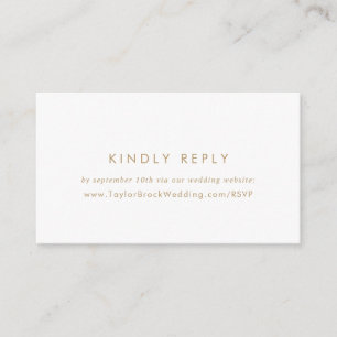 Carte D'accompagnement Chic Mariage de typographie or RSVP