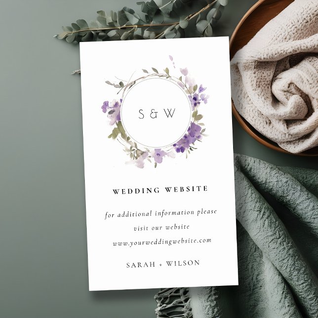 Carte D'accompagnement Chic Meadow Lilac Floral Wreath Site Mariage (Créateur téléchargé)