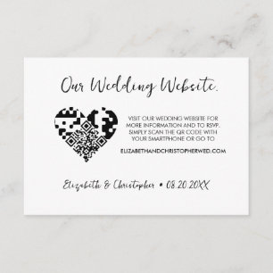 Carte D'accompagnement Chic Moderne site Mariage coeur QR code RSVP