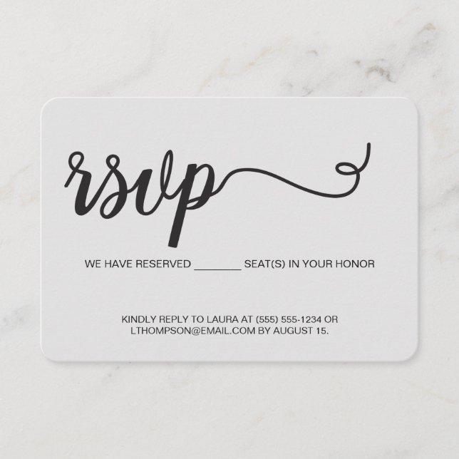 Carte D'accompagnement Chic Nous avons des sièges réservés pour vous Modè (Devant)