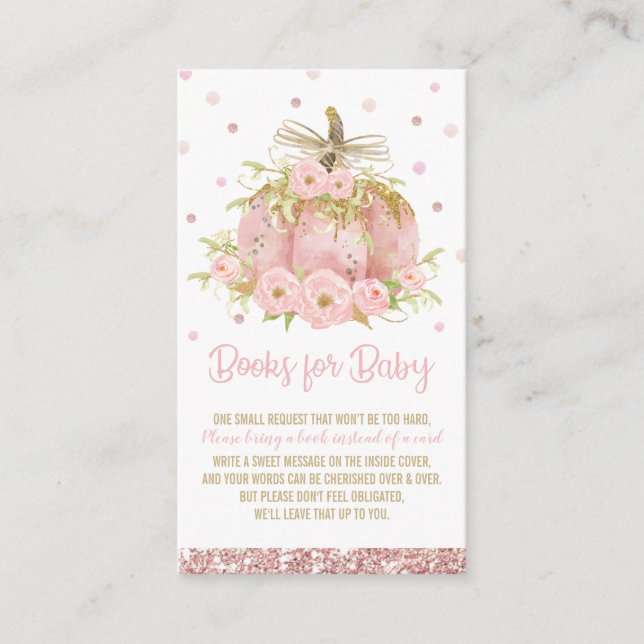Carte D'accompagnement Chic rose Citrouille Baby shower fille apporter un (Devant)