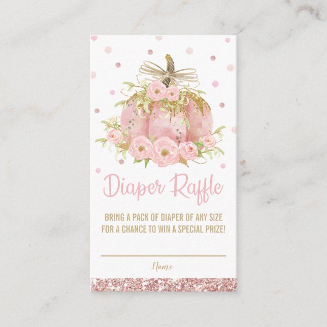 Carte D'accompagnement Chic rose Citrouille Baby shower fille Déchets Raf (Devant)