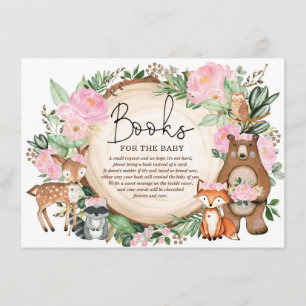 Carte D'accompagnement Chic rose Floral Woodland Greenery Livres pour béb