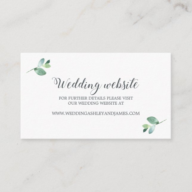 Carte D'accompagnement Chic Script Eucalyptus Foliage Site Mariage (Devant)