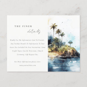 Carte D'accompagnement Chic Seascape Palm Tree Island Détails sur le Mari