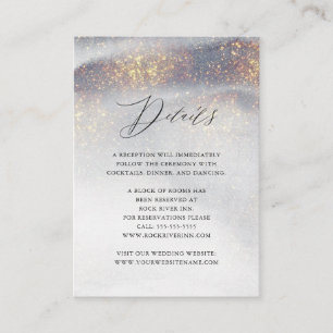 Carte D'accompagnement Chic Silver Gold Sparkle Aquarelle Mariage de luxe