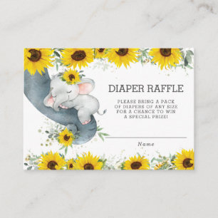 Carte D'accompagnement Chic Sunflower Elephant Baby shower Déchets Raffle