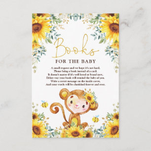 Carte D'accompagnement Chic Sunflower Monkey Baby showers Livres pour béb