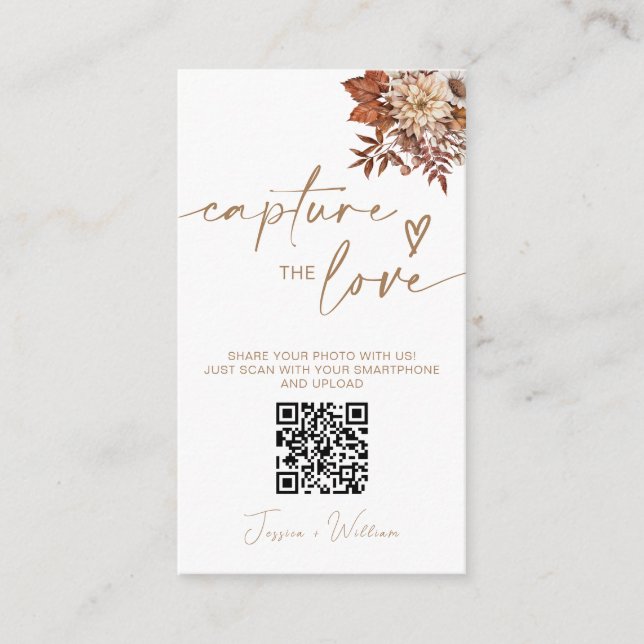 Carte D'accompagnement Chic Terracotta Floral Capture Le Code QR Amour (Devant)