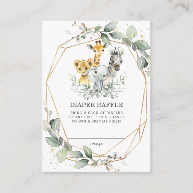 Carte D'accompagnement Chic verdure Jungle Animaux Bébé Déchets Raffle (Devant)