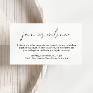 Carte D'accompagnement Chic Virtual Online Graduation Party