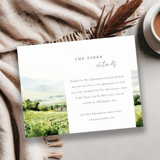 Carte D'accompagnement Chic Watercolor Vineyard Paysage Mariage Détail