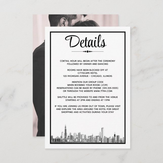 Carte D'accompagnement Chicago Skyline (Devant / Derrière)