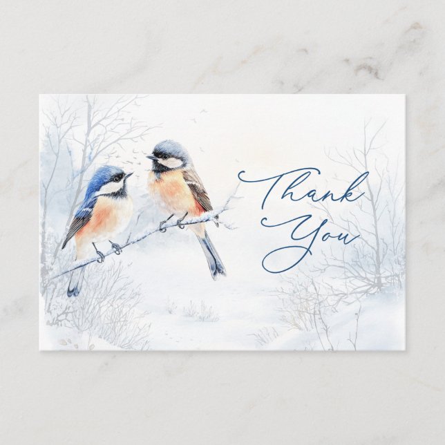Carte D'accompagnement  Chickadee Bird in Winter Thank You Enclosure Card (Devant)