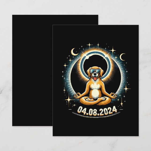 Carte D'accompagnement Chien de l'éclipse solaire 2024 (Devant / Derrière)