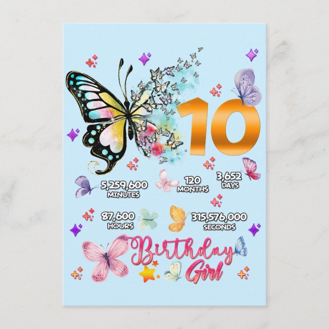 Carte D'accompagnement Chiffres doubles papillons 10 ans papillons I (Devant)