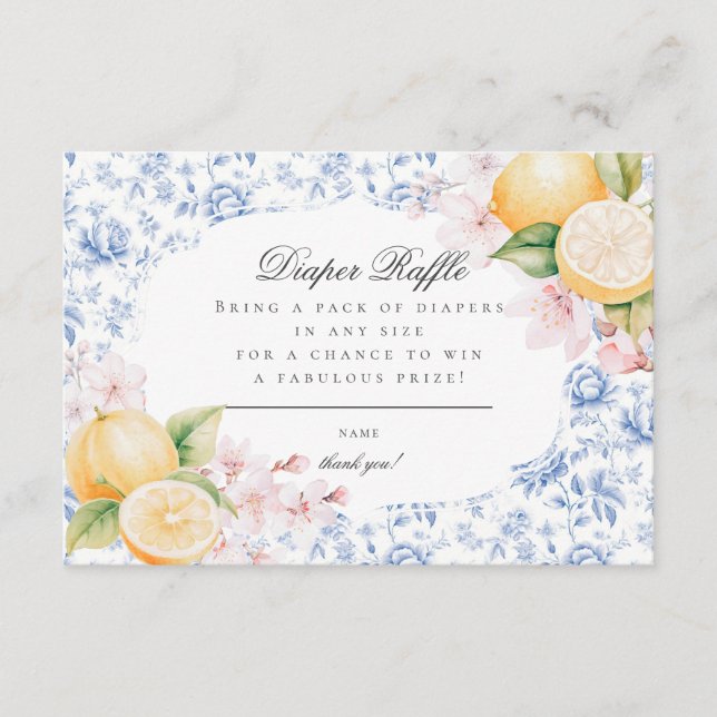 Carte D'accompagnement Chinoiserie Citron Thé Baby shower Déchets Raffle (Devant)