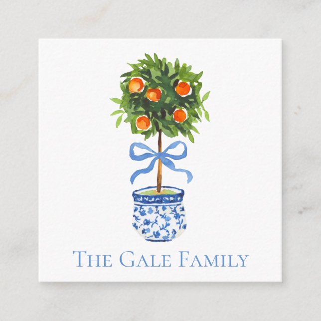 Carte D'accompagnement Chinoiserie Orange Topiary, Ginger Jar Custom (Devant)