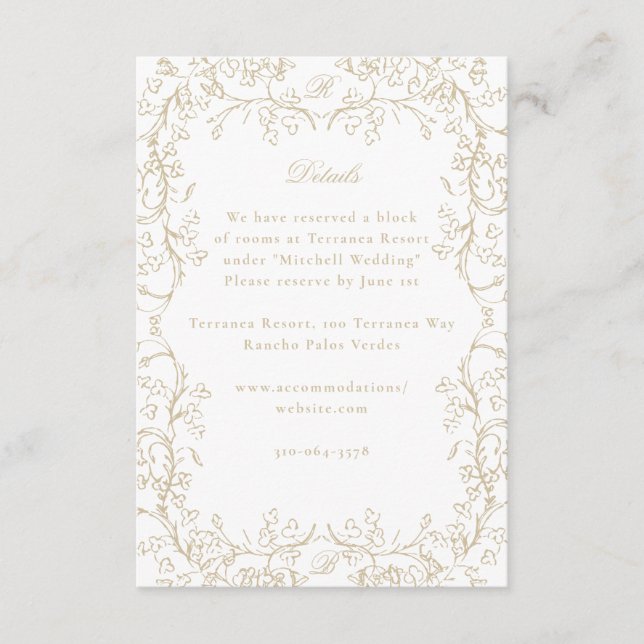 Carte D'accompagnement Chinoiserie romantique Mariage d'or français (Devant)