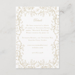 Carte D'accompagnement Chinoiserie romantique Mariage d'or français