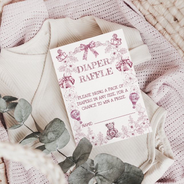 Carte D'accompagnement Chinoiserie rose Baby shower floral Déchets Raffle (Créateur téléchargé)