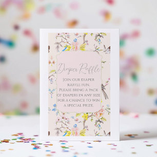 Carte D'accompagnement Chinoiserie rose Floral Baby shower Déchets Raffle