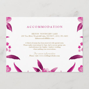 Carte D'accompagnement Chinoiserie rose florale Hébergement Mariage