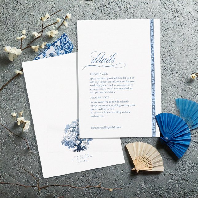 Carte D'accompagnement Chinoiserie Tree Motif Détails du Mariage ID1094 (Créateur téléchargé)